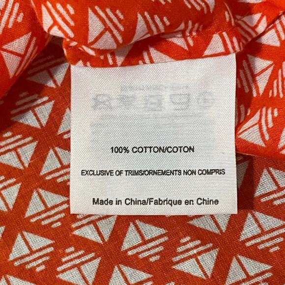 Tory Burch Women’s Tunic Top Cotton Classic Modern Size 6 Orange White Navy - Picture 11 of 12